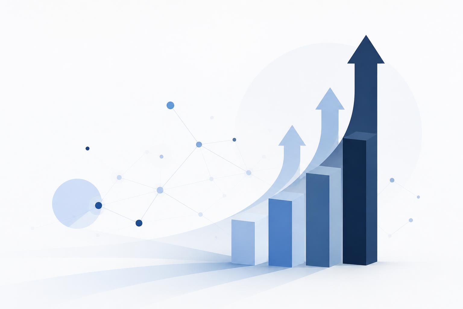 Abstract minimalist composition representing growth, transformation and measurable business achievements